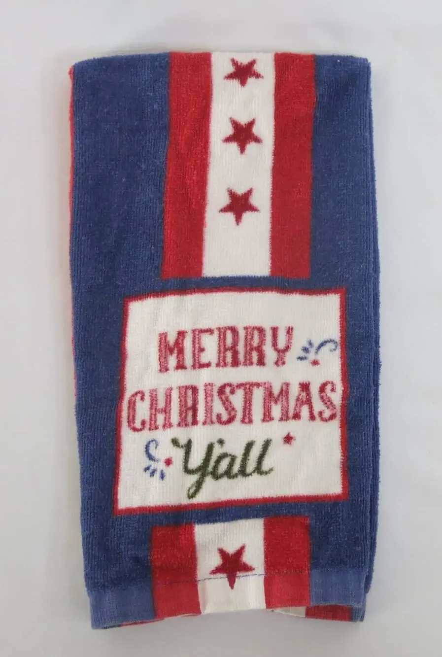 MERRY CHRISTMAS Y'ALL Towel Hand/Kitchen Stars Stripes American Flag Southern